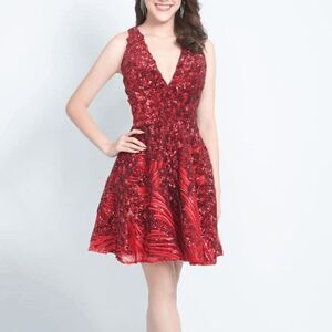 Jovani JVN Women's Designer Formal Homecoming Pageant Mini Dress in Red size 6